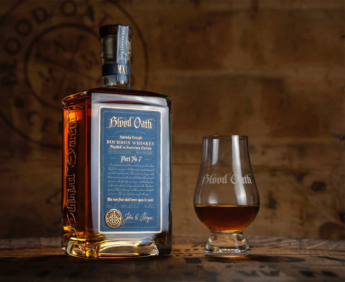 Blood Oath Pact 7 Bottle Shot - Master Distiller Renews Bourbon Pact with Fans by Creating Blood Oath Pact 7 Kentucky Straight Bourbon Whiskey
